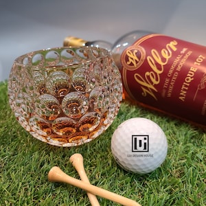 Set of 2 Golf Ball Whiskey Glass | Whisky Glass | Rocks Glass | Bourbon Glass | Groomsmen Gift | Golf Gift | Scotch Glass |