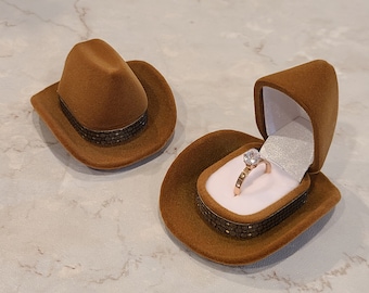 Cowboy Hat Ring Box | Gift Box |  Jewelry Box | Proposal Box | Ring Box | Earring Box