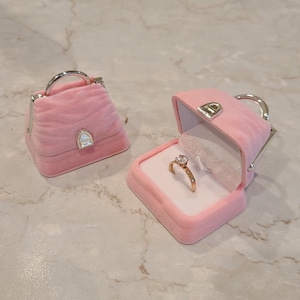 Caja para anillos, bolso rosa, caja de regalo, joyero, caja para propuestas, caja para anillos y caja para pendientes.
