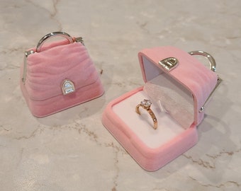 Pink Handbag Ring Box | Gift Box |  Jewelry Box | Proposal Box | Ring Box | Earring Box