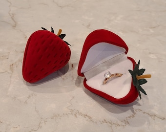 Boîte à bagues aux fraises | Coffret cadeau | Boîte à bijoux | Boîte à propositions | Boîte à bagues | Boîte à boucles d'oreilles