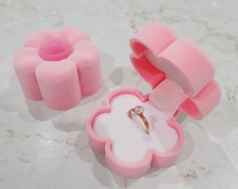 Pink Flower Ring Box | Gift Box |  Jewelry Box | Proposal Box | Ring Box | Earring Box