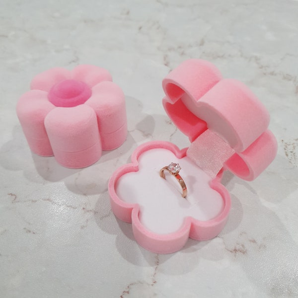 Pink Flower Ring Box | Gift Box |  Jewelry Box | Proposal Box | Ring Box | Earring Box