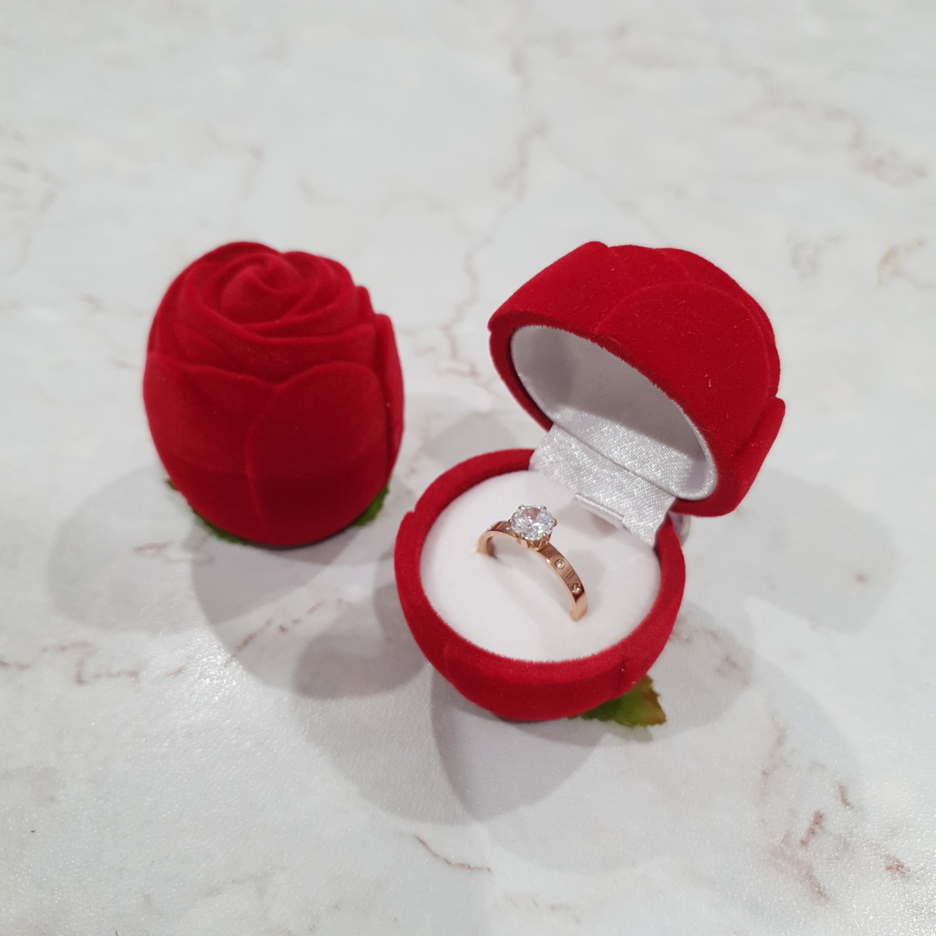 Doosje voor ring in de vorm van een romantische roos, Doosje voor ring trouwring Ecrin Bruiloft romantische bloem Rood Voor bruiloft Valentijnsdag verloving Doosje voor ring in de vorm van een romantische roos, Doosje voor ring trouwring Ecrin Bruiloft romantische bloem Rood Voor bruiloft Valentijnsdag verloving