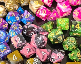 Swirl Series Dice Set | 7 Polyhedral Dice | Dungeons and Dragons | DND | Role Playing Dice | RPG | d20 | Critical Role | D&D Dice
