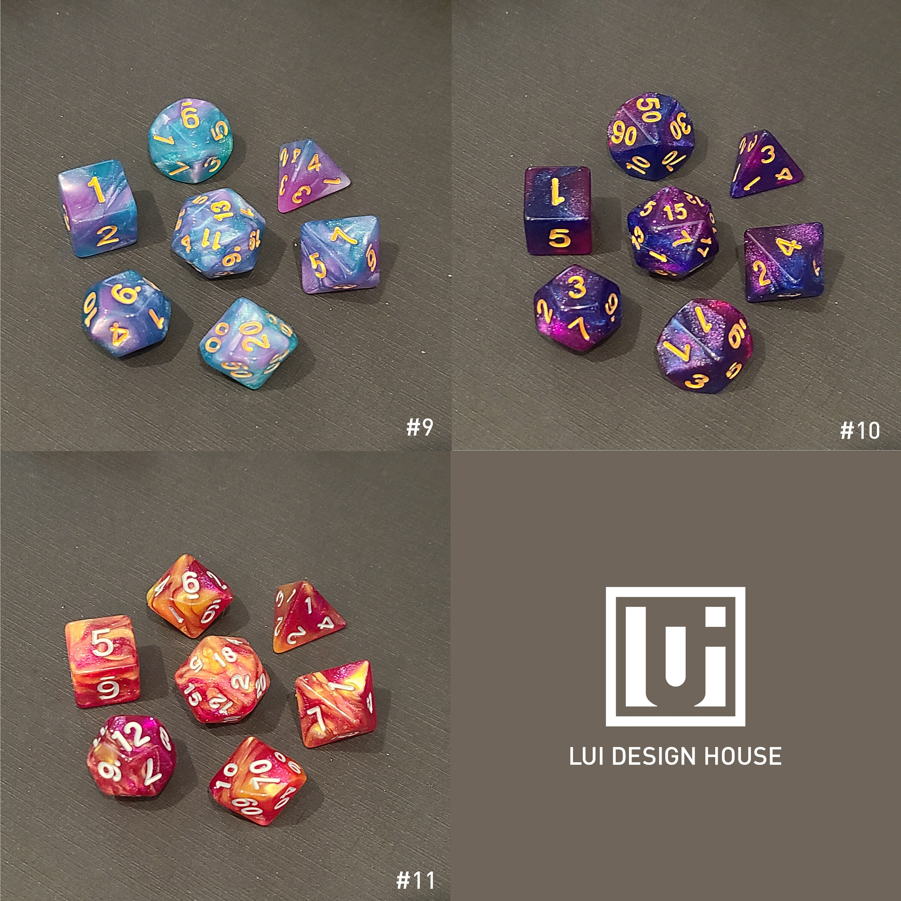 DollaTek Glitter Point dé polyédrique Set de Jeux de Table dés 3 Sets dés 3 x