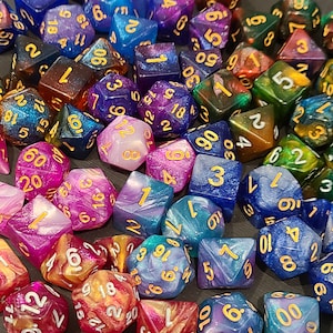 Colored Glitter Series Dice Set | 7 Polyhedral Dice | Dungeons and Dragons | DND | Role Playing Dice | RPG | d20 | Critical Role | D&D Dice