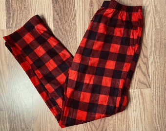 plaid pants black and red