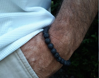 Men's/Women's Black Lava Rock 8mm Bead Bracelet