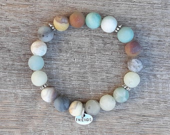FRIENDS Charm Bead Bracelet, Choose your Gemstone Bead Bracelet