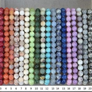 Rosary Bracelet for Women & Men / Choose Your Gemstone Bead Color Stretchable Bracelet w/ Blessed Mother Mary Divine Mercy Medal Cross Charm image 2