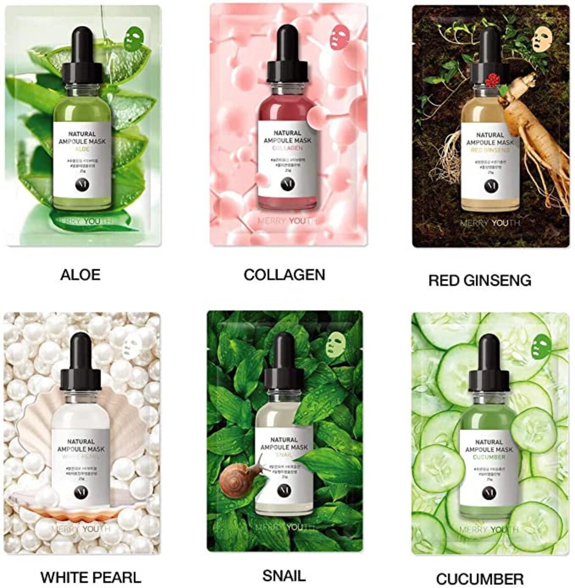 Korean Skin Care Face Masks Sheet Facial Natural Ampoule Set Etsy