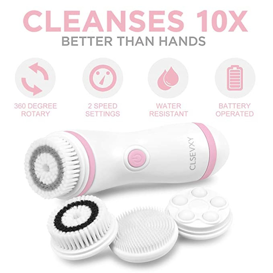 WaterResistant Facial Cleansing Spin Brush Set with 4 Etsy
