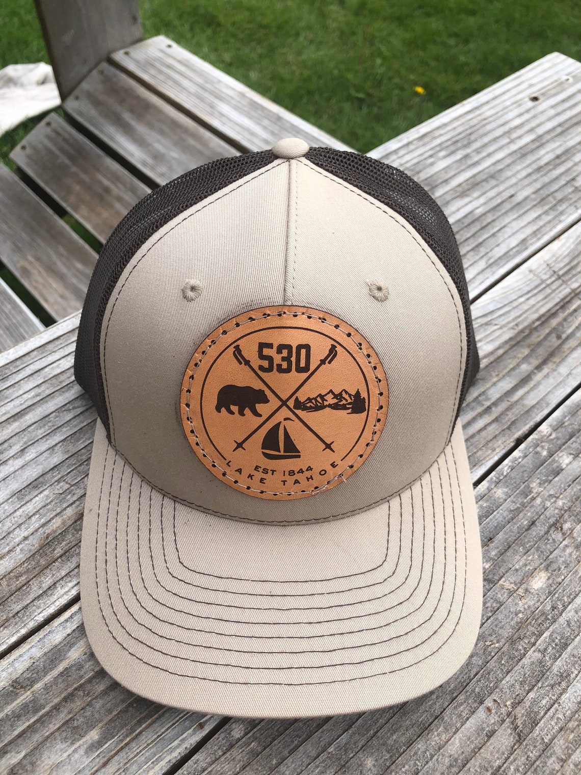 Lake Tahoe 530 Trucker Hat. Genuine Leather Logo. Locally Hand Etsy