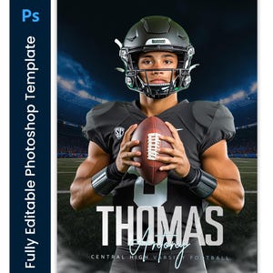 Photoshop Football Poster Templates, PSD Sports Photography-Templates, Resize For Senior Night Banners, Reflection Football