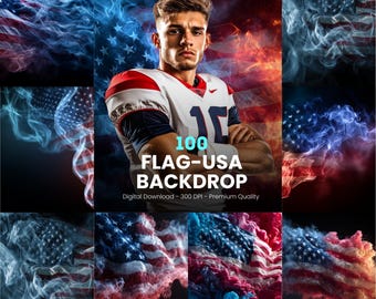 USA Flag Baseball Softball Backdrop: Fog & Smoke Effect (Digital Download 5376x8064 px)