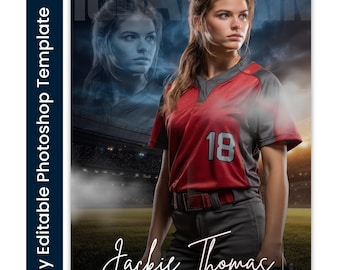 Photoshop Softball Poster Template: Senior Night Banner, Sports Photography (PSD File)