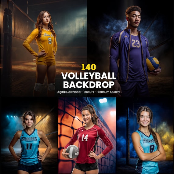 Volleyball Digital Backdrops: Sports Poster & Banner Backgrounds (JPG File 300 DPI)