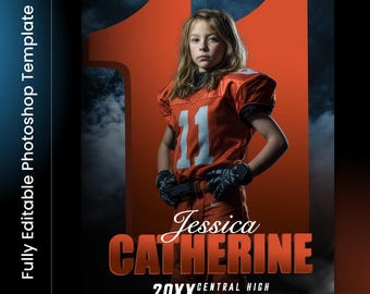 Football Poster Template: Senior Night, Sports Photography (PSD Digital Download 16x20in )