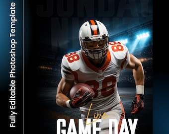 Football Poster Templates, PSD Sports Photography-Templates, Resize For Senior Night Banners, Reflection Football