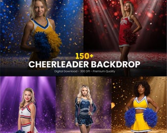 Cheerleader Glitter Confetti Digital Backdrop, Sports Photography (150+ JPG File)