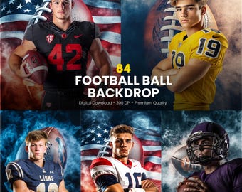 Football Team Photo Backdrop: School & Senior Portraits (Digital Download, 5376x8064 px JPG)