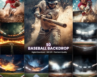 50 arrière-plans de stade de baseball : arrière-plans photo à effet de fumée (téléchargement numérique)