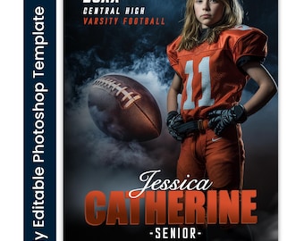 Photoshop Football Poster Templates: Senior Night Banner PSD (16x20) (Digital Download