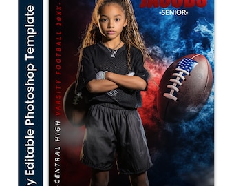 Photoshop Football Poster Templates: Senior Night Banner PSD (16x20) (Digital Download