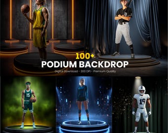 Sports Podium Photography Backdrops, Team Photo Backgrounds (Digital Download 3584x5376 px)