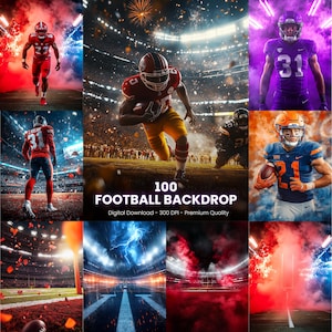 100 Football Digital Backdrops for Sports Photography | Football Background For Football Banner, School Sports, & Senior Portrait Photo