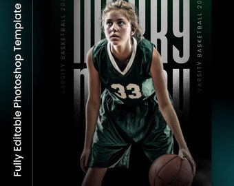 Basketball Senior Poster Template, Sports Photography Backdrop (Instant Download )