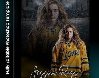 Hockey Poster Templates, PSD Sports Photography-Templates, Resize For Senior Night Banners, Standout Hockey