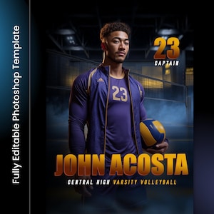 PSD Volleyball Poster Templates: Senior Night Banner, Sports Photography (16x20, Digital Download)