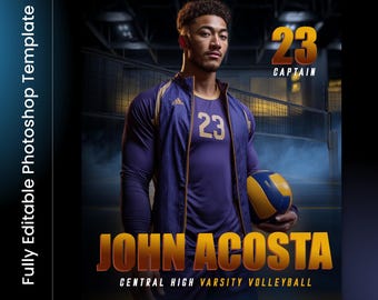 PSD Volleyball Poster Templates: Senior Night Banner, Sports Photography (16x20, Digital Download)