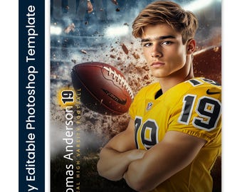 Photoshop Football Poster Template: Senior Night Banner PSD (16x20 Digital Download