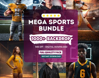 1000+ Bundle Sport Backdrops & Overlays: Football,Softball, Volleyball, Basketball ( Instant Download )