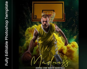 Basketball Poster Template, Senior Night Banner, Reflection PSD (16x20in Photoshop File)