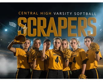 Photoshop Softball Poster Templates: Senior Night Banner PSD (Digital Download 20x16in )
