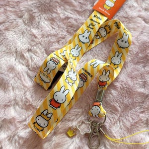 Cute kawaii miffy bunny lanyard keychain for bag purse backpack