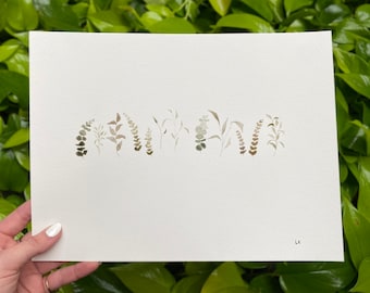 Simple Botanical | 9x12in | Hand-Painted Original Watercolor Painting | Ready to Ship