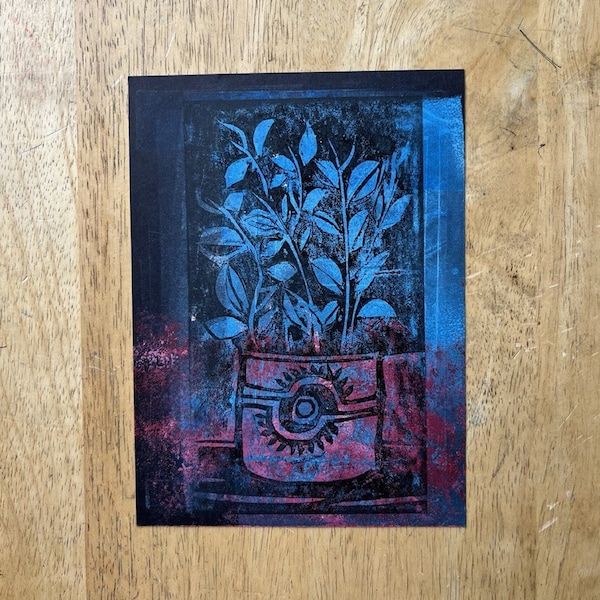 Original Lino print| Fine art print making| Still life series|10"x 8"| Matted| Unframed| One of a kind