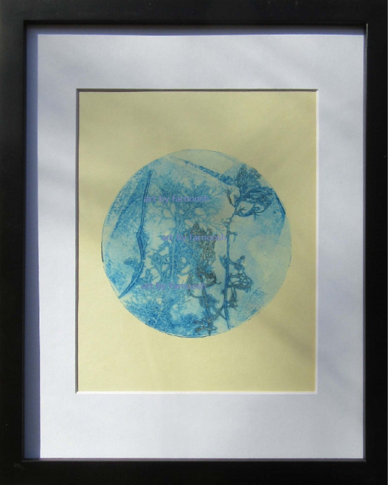 11x 14 Original Lino print One of a kind Botanical garden series #29 by Farnoosh Ahmadi shirazi Fine art print making Matted