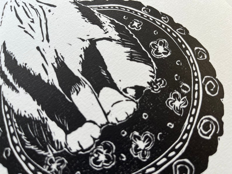Circle of Curiosity| Original Linocut| Tuxedo Cats| Printmaking Cat Art ...