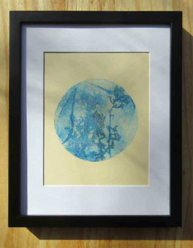 11x 14 Original Lino print One of a kind Botanical garden series #29 by Farnoosh Ahmadi shirazi Fine art print making Matted