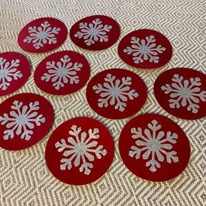 Confettis de table de Noël|Confettis ronds de 2 1/2&quot;|Fait main|Décoration de Noël|Vacances|Confettis de fête|Flocon de neige de Noël|Confettis scintillants#1
