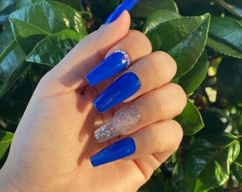 Royal Blue Nails Etsy