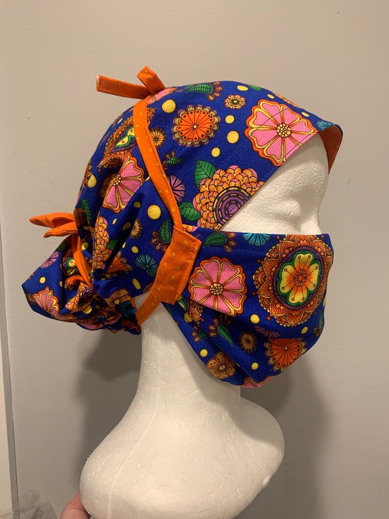 Mandala Scrub Cap and Mask Etsy