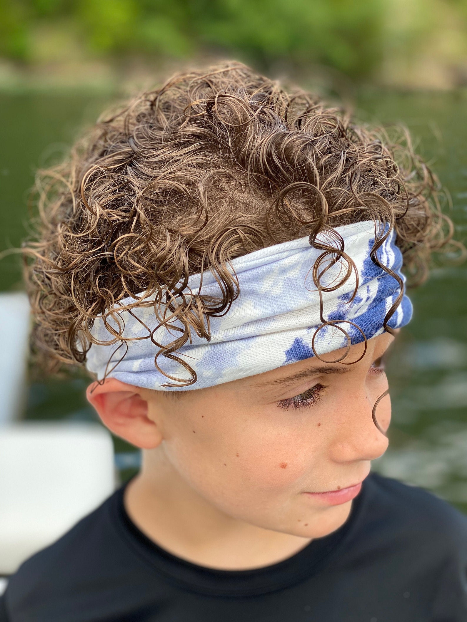 Blue Tie Dye Headband Etsy