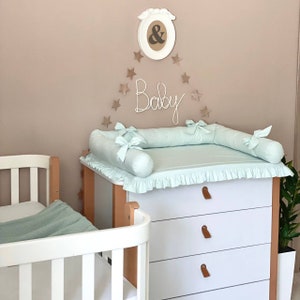 Cambiador de algodón color menta: cubrecama para la habitación del bebé